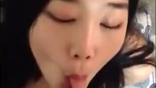 Behaard koreaans meisje neukt hard en sperma in mond